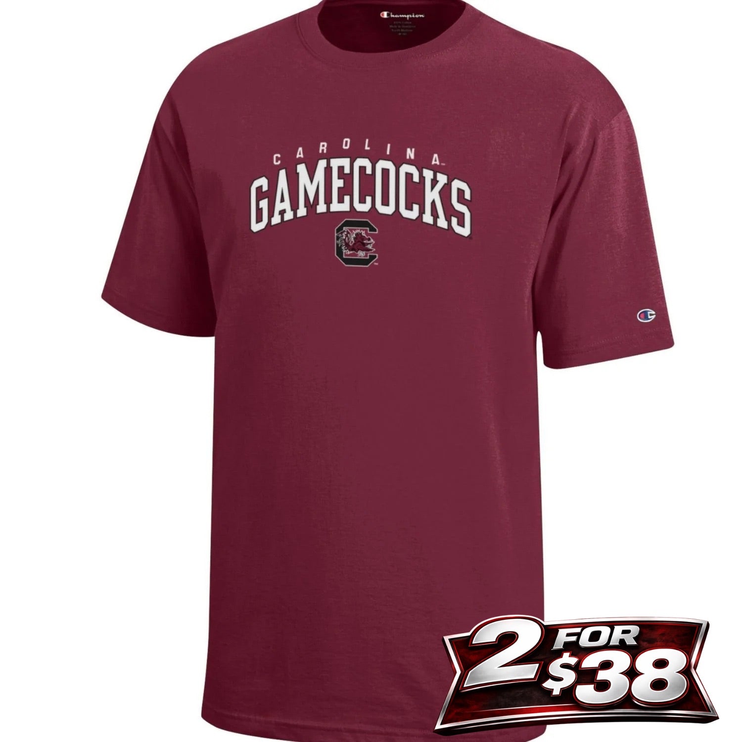 SOUTH CAROLINA GAMECOCKS YOUTH CHAMPION GARNET GAMECOCKS TEE