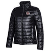 LADIES BLACK UNDER ARMOUR PUFFER JACKET WITH BLOCK C IN CIRCLE
