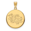 SOUTH CAROLINA GOLD PLATED STERLING SILVER LARGE GAMECOCK DISC PENDANT