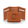 SOUTH CAROLINA TAN EMBOSSED BLOCK C LEATHER TRIFOLD WALLET