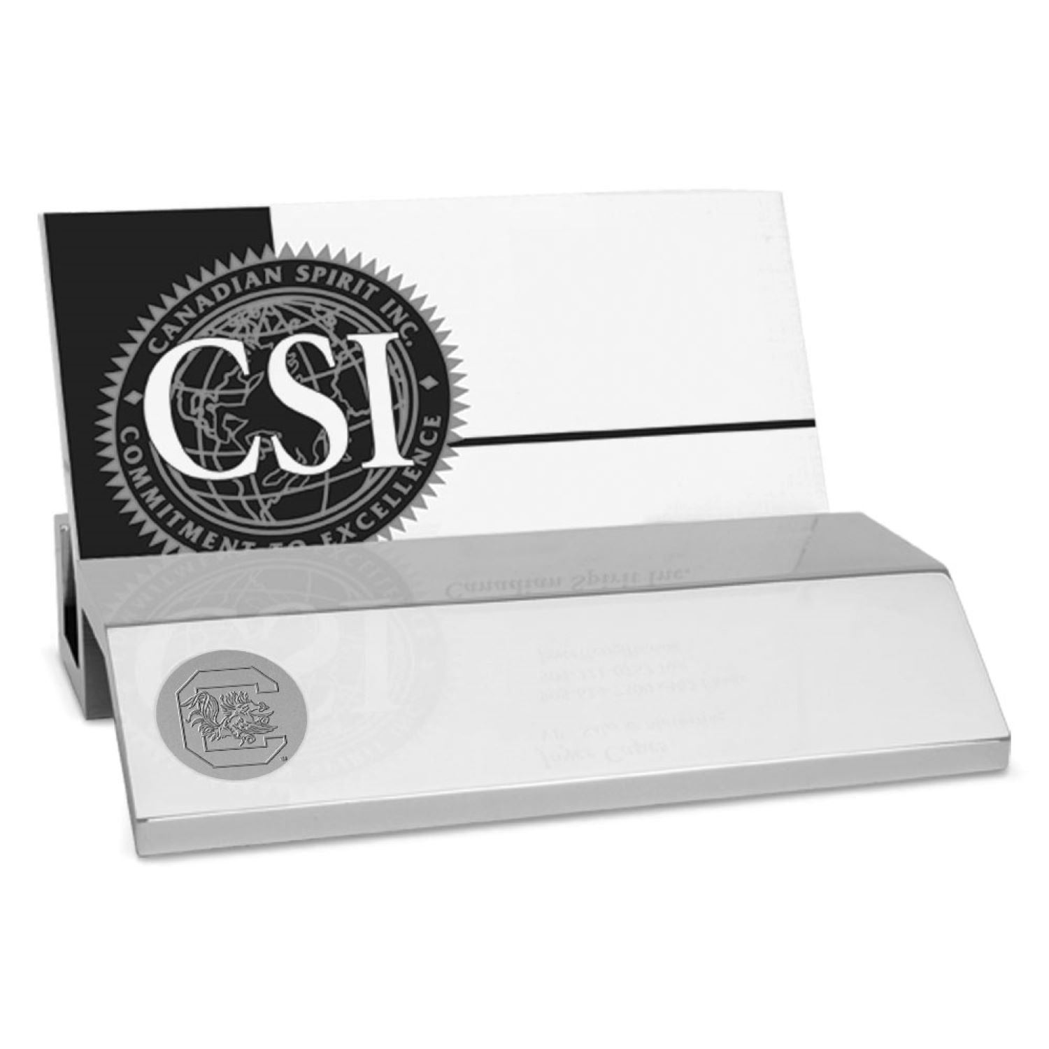 SOUTH CAROLINA SILVER TONE BUSINESS CARD HOLDER