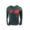 BLACK LONG SLEEVE T-SHIRT WITH PALMETTO TREE AND MOON