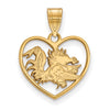 SOUTH CAROLINA GOLD PLATED STERLING SILVER GAMECOCK IN HEART PENDANT