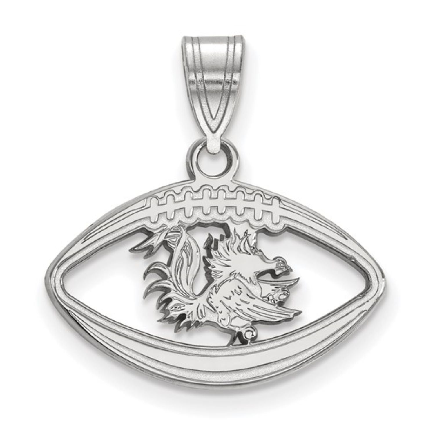 SOUTH CAROLINA STERLING SILVER GAMECOCK FOOTBALL PENDANT